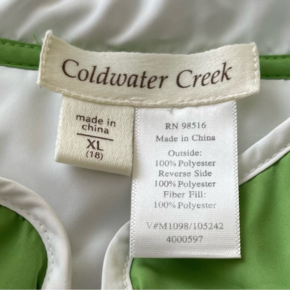 Coldwater Creek Green and White Reversible Sleeveless Vest - Picture 9 of 10